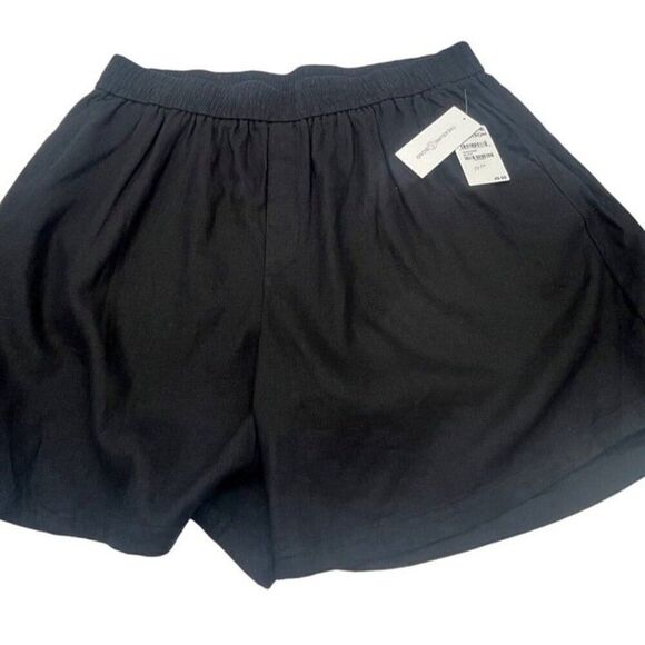 Treasure & Bond Pull-on Relaxed Linen-blend Shorts, Black, Sz. XL - Picture 3 of 9